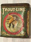 Rare Early 1920 s Trout-line Tobacco Pocket Tin  Great Fly Fishing Graphics