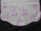 2 Vtg Handmade Girl W umbrella   Floral Cotton Cross Stitch Embroidered Runners