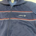Vintage 80s Adidas Trefoil Track Jacket Mens S Navy Red White Made Taiwan