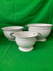 Enamel 3 Pc Set Solid Color  Strainer Colander  off White  Nwd