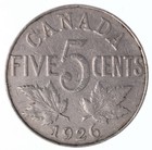 1926 Canada 5 Cents Far 6 - Vg f - Scratches Lot 13693