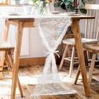 Lace Table Runner  14 X 118 Inch Vintage Lace Table Cloth  Embroidered White