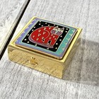Nos Laurel Burch Vtg Fantastic Feline Cat Pill Box Square Hinged Enamel Gold-t