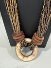 Old Unique Vintage 25  Tribal Style Multi Strand Necklace With Faux-bone Pendant