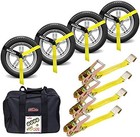 Heavy Duty Car Tie Down Straps With -10 000lbs Break Strength - 4 Pack Flat Hook