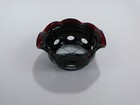 Vintage Bohemian Glass Ruby cranberry Cut To Clear Ruffled Edge Dish 4 5 