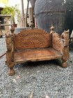Ancient Old Wooden Hand Carved Rare Horse Figure Hindu Temple Singhasan 1700   s