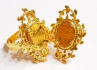 6 - 14x10mm Shiny Gold Victorian Deco Loop   Leaves Adjustable Ring Settings