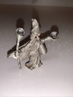Vintage Pewter Wizard And Crystal Balls Figurine Magic Red Eyes 3  Tall 1985
