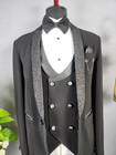 Handmade Black Tuxedo Suit  Beaded Wedding Tuxedo  Made To Measure Grooms Suit