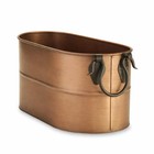 Vintage-style Antique Copper Firewood Bucket With Wrought Iron Handles   Decorat
