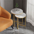 Round Nesting Coffee Table Set Side End Table Nightstand Living Room Black White