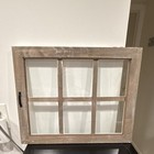 Vintage Wood Window Sash 6-pane W  Hinges   Pull Handle Salvage Decoration