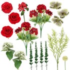 Artificial Flower In Black Glass Vase  Red Roses carnations  Orchids  Artific   