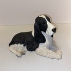1988 Sandicast Sculpture Springer Spaniel Dog Black   White Vintage Large