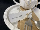 Mud Pie Baby Feeding Set Cup Plate Spoon Fork White Silver Nos 2013