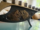 Vintage Israeli Brutalist Menorah Mid Century Modern Hanukkah Candle Holder Bras