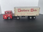 Vintage 1950 s Line Mar Tin Litho Semi Truck Western Auto Friction