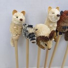 Vintage Wooden Animal Toy Figures On Sticks Kids Play Set Waldorf Style Natural