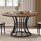 45 27 Inch Large Circle Kitchen Round Dining Table For 4-6 People Rustic Brown