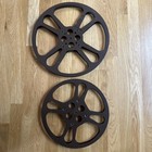 Metal Film Reel Goldberg Bros 12    15    Made In Usa Brown 4 Holes Vtg  set Of 2 
