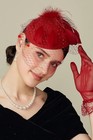Red Pillbox Fascinator Women Hat Wedding Tea Party Feather Veil Headband Clip