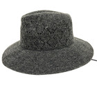 Collection Xiix Women   s Wool Fedora Hat Dark Grey Open Stitch 3 5  Brim Adjustab