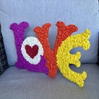 Vintage 1970s Melted Plastic Popcorn Wall Sign    love    Hippie Retro Groovy 