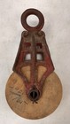 Lot Of 3 Vintage Cast Iron   Wood Barn Pulleys  Block   Tackle