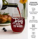 Jesus Touched My Water Wine Glasses - Funny Christian Gift For Women Gifts For 3