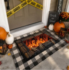 3d Skeleton Pit Halloween Rug  Fire Trapdoor Optical Illusion Spooky Floor Mat