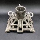 Vtg Christmas Feather Tree Stand Silver Cast Iron Art Deco Style Tabletop 4  X 4