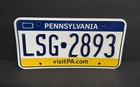 Pennsylvania License Plate  Lsg - 2893 Visit Pa com     Great Condition