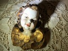 Antique Italian Carved Wood Polychrome Putti   Cherub  santos Wall Hanging Flat