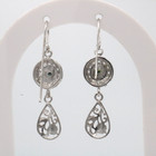 925 Sterling Silver Turquoise Color Round Halo Filigree Flower Drop Earrings