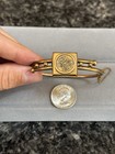 Antique Victorian Gold Filled Etruscan Flower Floral Bypass Hinged Bracelet