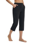 Baleaf Womens Black High Waisted Straight Leg Yoga Capri Leggings With Pockets