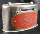 Vintage First State Savings   Loan Metal Coin Piggy Bank Gary Indiana  Banthrico