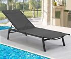 Patio Aluminum Reclining Chaise Lounge Chair Adjustable Outdoor Loungers Pool