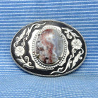 Western Floral Scroll Belt Buckle Lace Agate Cowboy Cowgirl Vtg 80s       tyc357