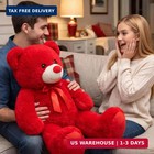 Big Teddy Bear Stuffed Animal Giant Teddy Bear Plush With Red Ribbon Bow Plush T
