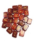 Red Jasper Rectangle Cube Rune Set Symbols Gemstone Healing Crystal Runes 25 Pcs