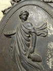 Antique Architectural Cast Iron Greco Roman Revival Decorative Oval Plaque 