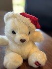 Russ Berrie White Teddy Bear Plush Stuffed 7  Santa Hat   I Love You On Foot