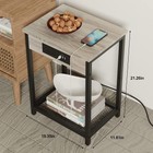 Set Of 2 End Table Nightstand W charging Station Side Table Bedside Sofa Bedroom