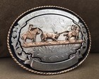 Vintage Comstock Silver 1973 Evanston Cowboy Days Team Roping Trophy Belt Buckle