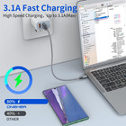  2-pack  1ft  Short Usb Type C Cable portable Usb-c Charger Nylon Braided Fast C