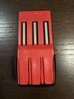 Vintage Brass Steel Tip Darts Set Red Integrated Flights Molded Caddy Case 3pk