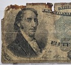 1869-1875 50 Cents Us Fractional Currency Note Dexter 4th Issue - Damaged