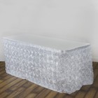 21 Feet White Satin Roses Table Skirt Tradeshow Wedding Party Catering Supplies